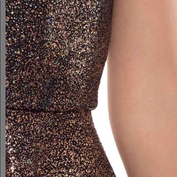 New Brown sparkle plunge-neck Strapless dress - Picture 2 of 6